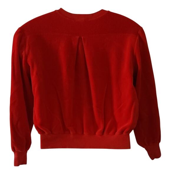 Vintage Max Hurn Red V- Neck Long Sleeve Pullover Velour Blouse Women's Size 12 - Picture 2 of 13